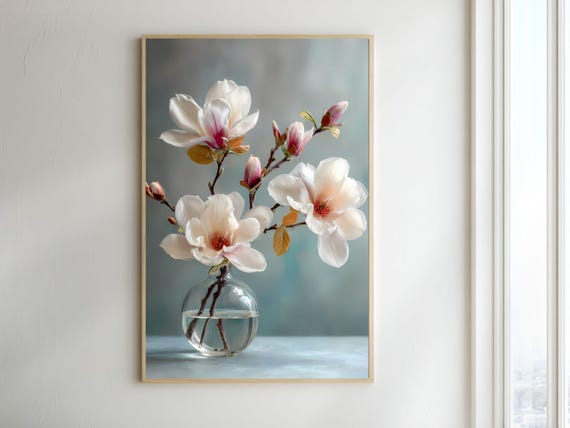 Magnolia Poster Floral Wall Art Printable Flower Decor Digital Download