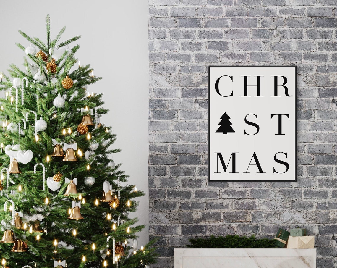 Minimalist Christmas Tree Typography Holiday Season Decor Wall Art - Image 3