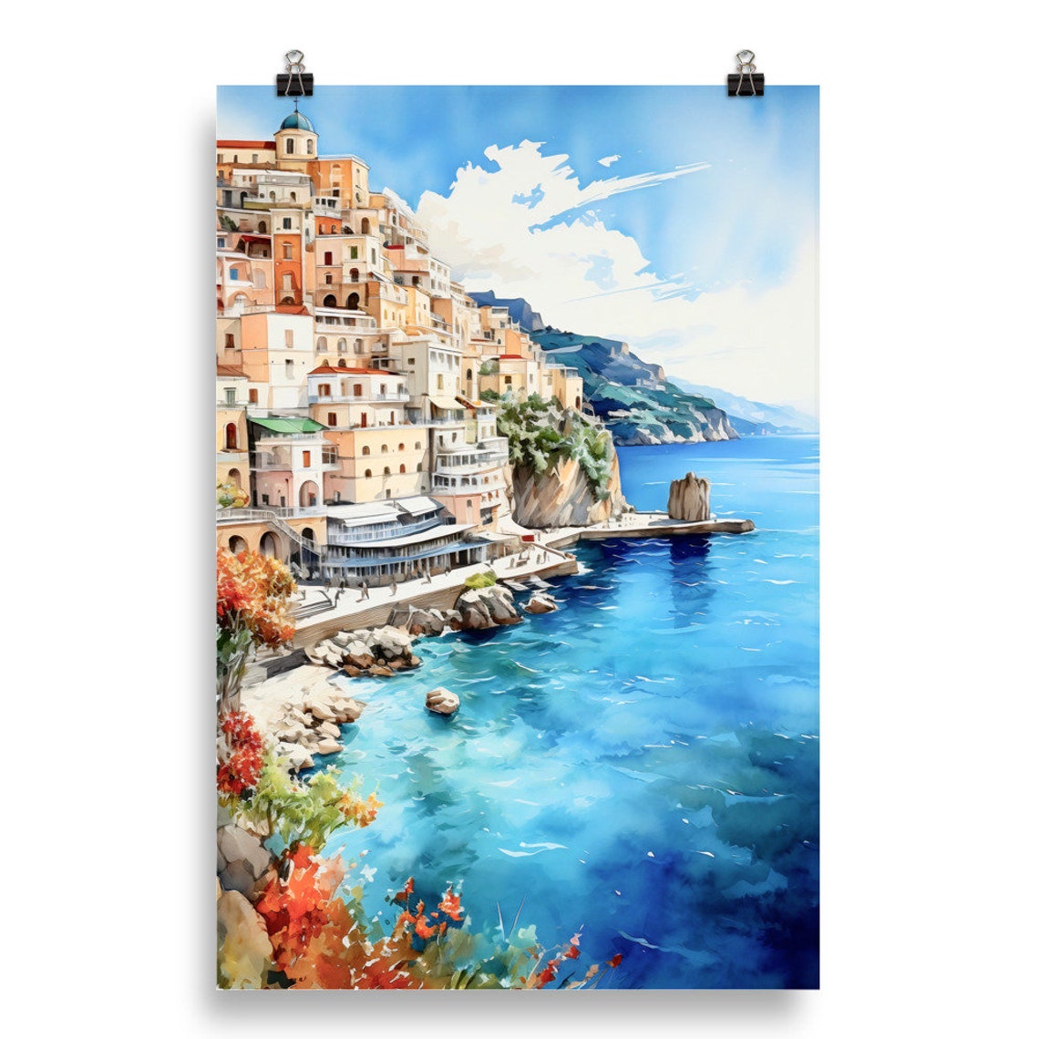Positano Amalfi Coast Art Print Italy Art Print Travel Gift Travel Poster Europe Print Italian Coast Italian Riviera Housewarming - Image 4