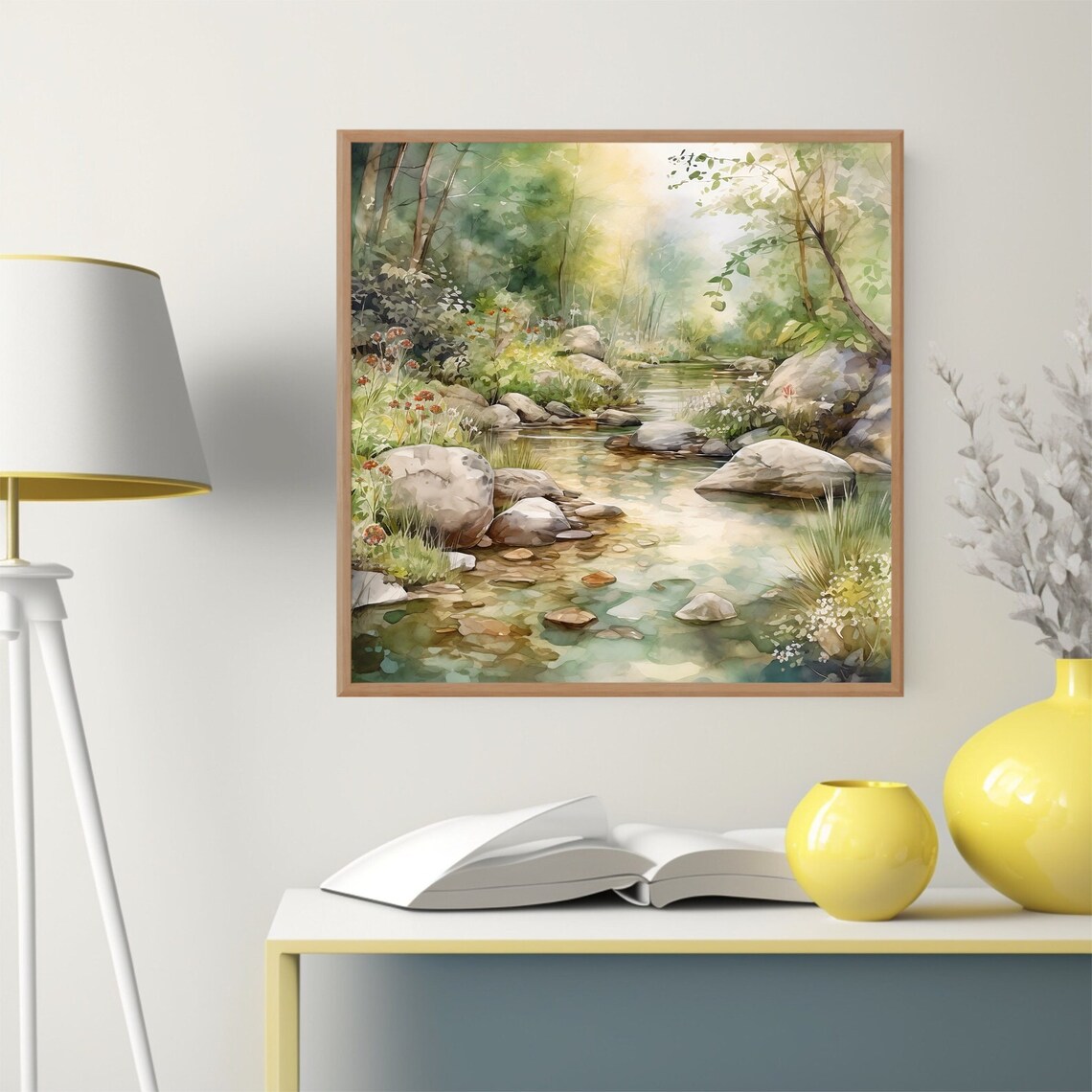 Forest River Watercolor Landscape Art Print - Image 4