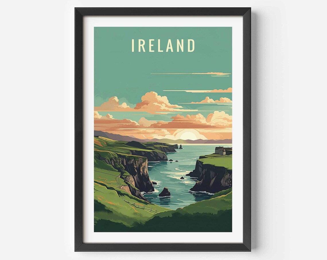 Ireland Travel Poster, European Wall Art Print