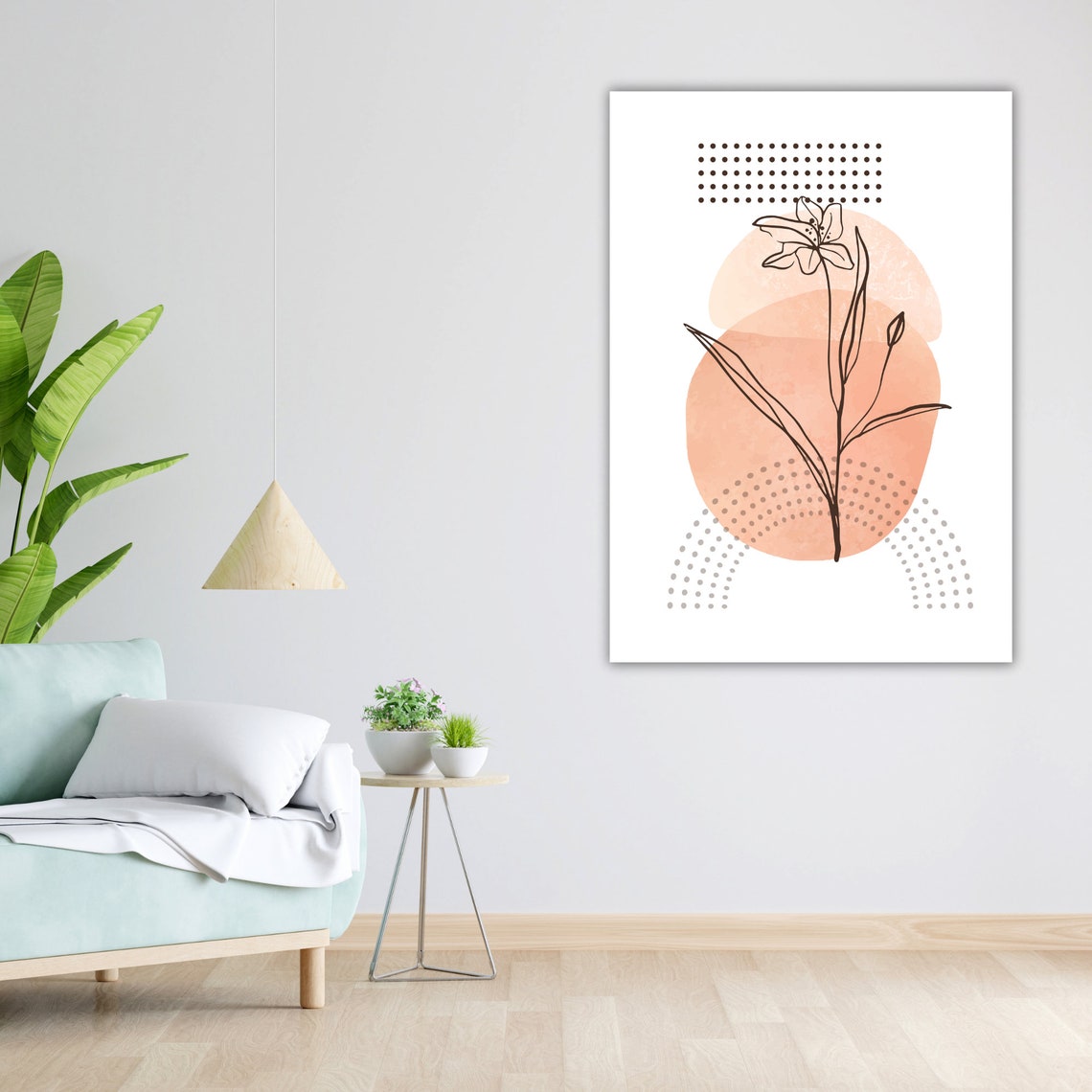 Minimalist Lily Line Art Terracotta Shapes Elegant Floral Poster - Image 4