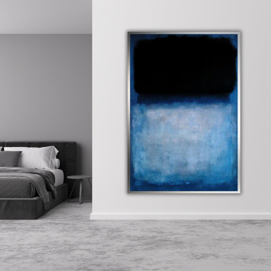 Black Blue Abstract Color Field Rothko Inspired Moody Art Poster - Image 2