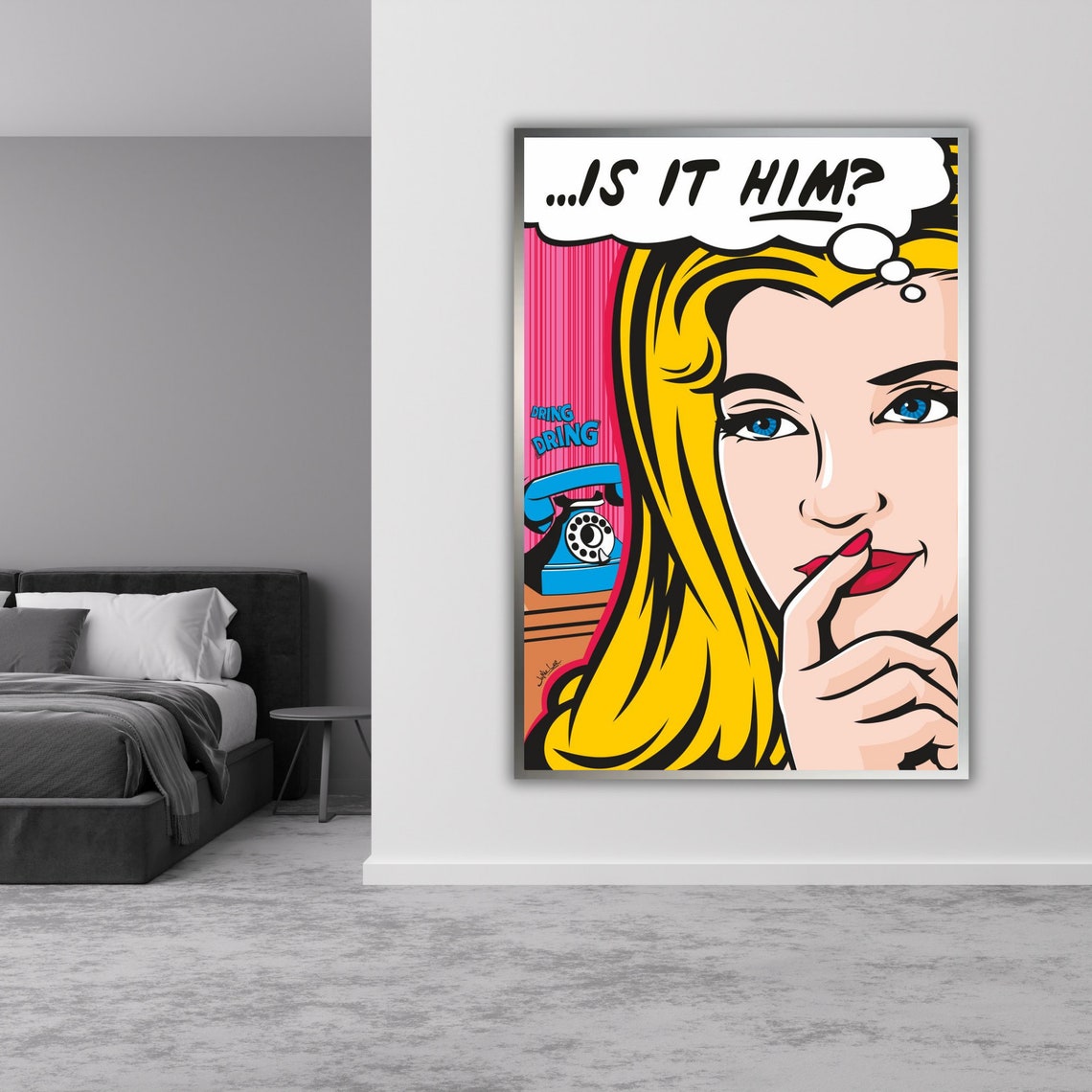 Pop Art Blonde Woman Is It Him Retro Comic Style Colorful Poster - Image 3
