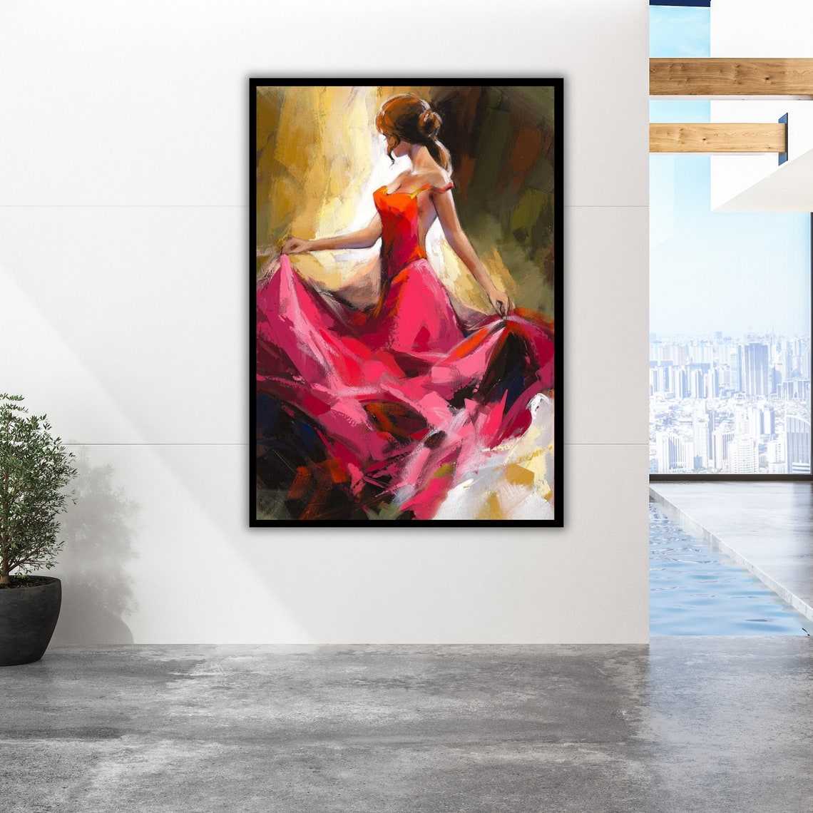 The Red Dance Print Ready To Hang Framed Wall Art Abstract Painting Modern Home Decor - Image 2