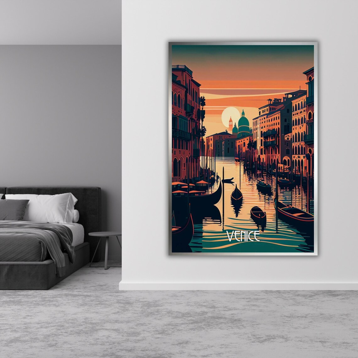 Venice Italy Grand Canal Gondolas Sunset Vintage Travel Poster - Image 3