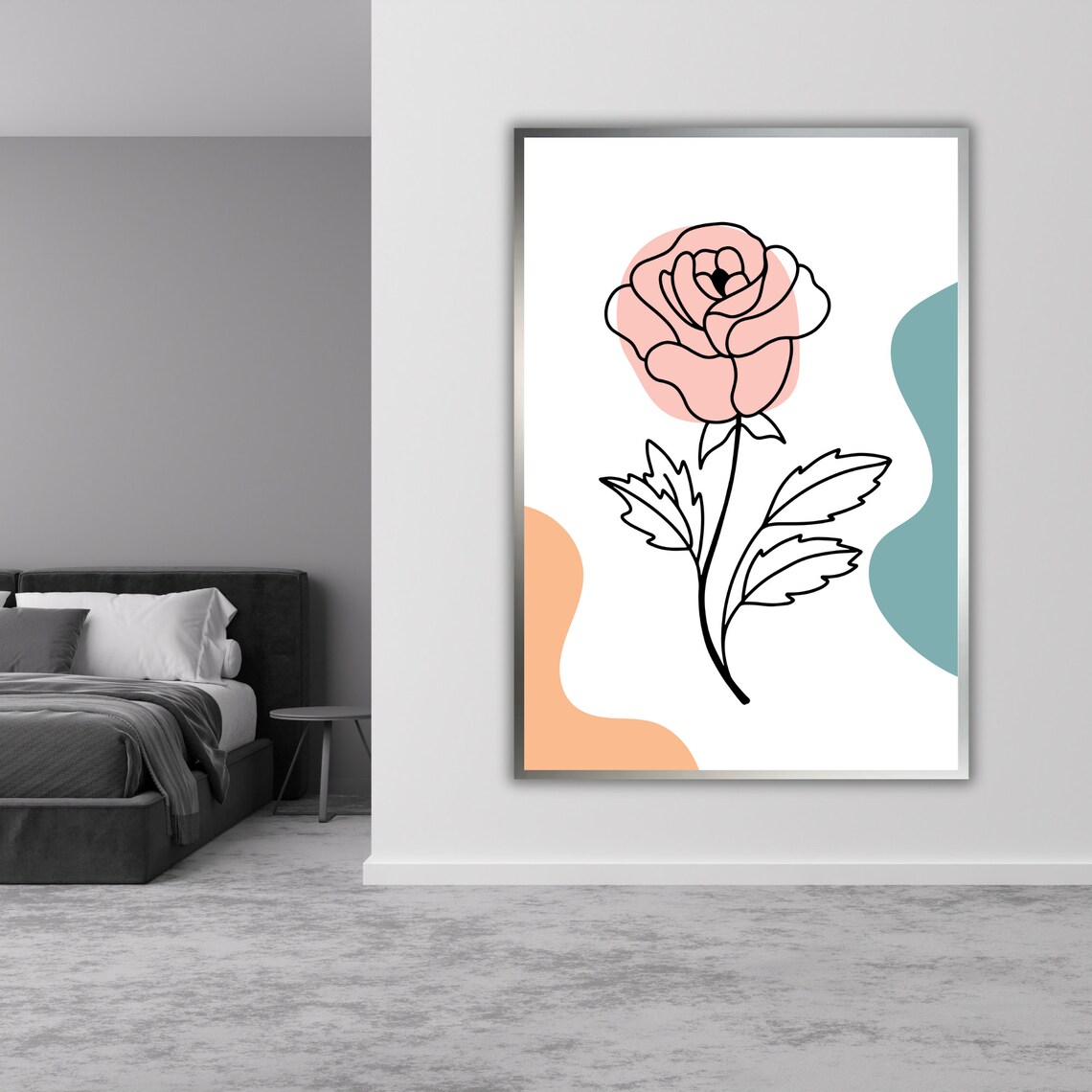 Minimalist Pink Rose Line Art Floral Modern Wall Decor Poster - Image 5