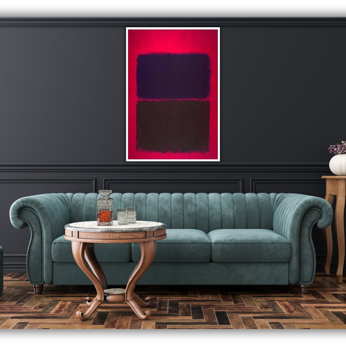 Red Navy Brown Abstract Color Field Rothko Inspired Modern Art Poster - Image 4