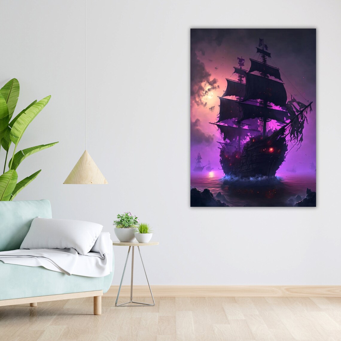Pirate Ship Painting Print Ready To Hang Art Framed Nautical Decor Gift For Ship Enthusiasts - Image 5