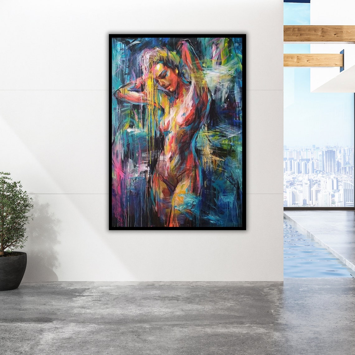 Colorful Abstract Nude Woman Vibrant Expressionist Art Poster - Image 2