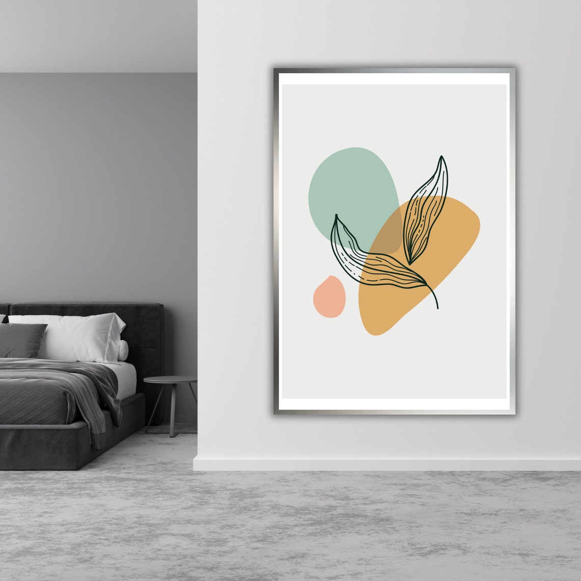 Minimalist Pastel Abstract Leaf Shapes Modern Soft Art Wall Poster - Image 5