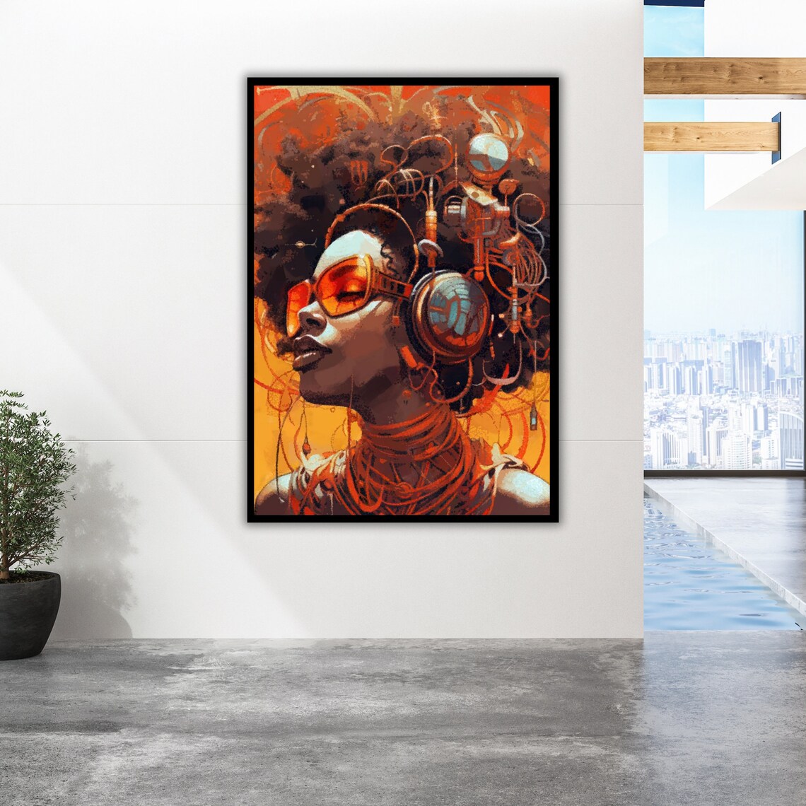 Ethnic Art Print African Woman Ready To Hang Framed Wall Decor Cultural Home Decor Wall Art - Image 2