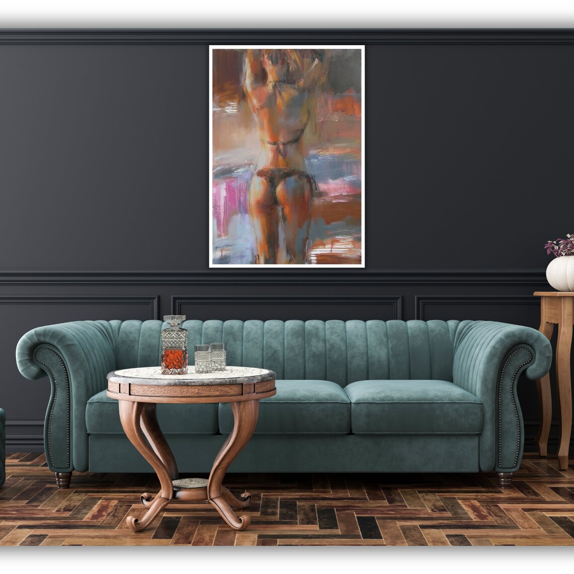 Woman In Water Impressionist Painting Coral Pink Soft Figurative Art Poster - Image 5
