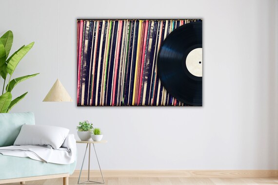 Vinyl Record Collection One Record Sliding Out Retro Music Wall Art Poster