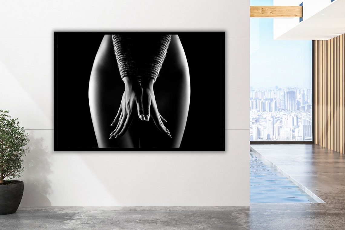 Black And White Knit Sweater Nude Back Fine Art Bodyscape Poster - Image 5