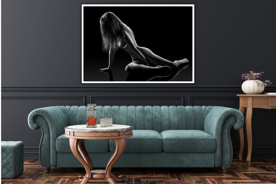 Black And White Nude Silhouette Fine Art Bodyscape Elegant Poster - Image 2