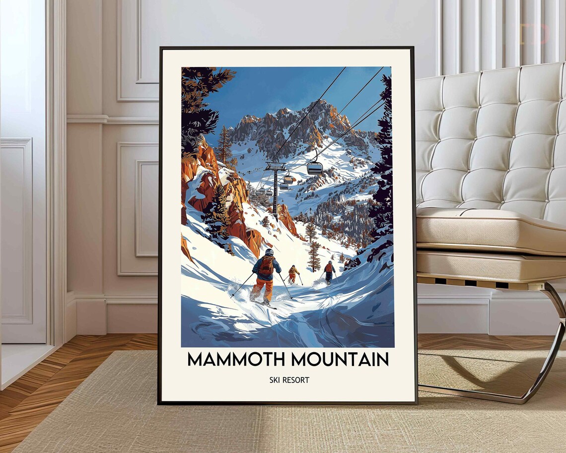 Mammoth Mountain Ski Resort Bluebird Day Gondola Travel Poster