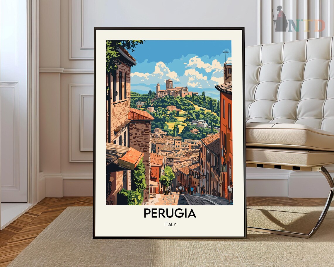 Perugia Travel Poster, City Photo Wall Art Print