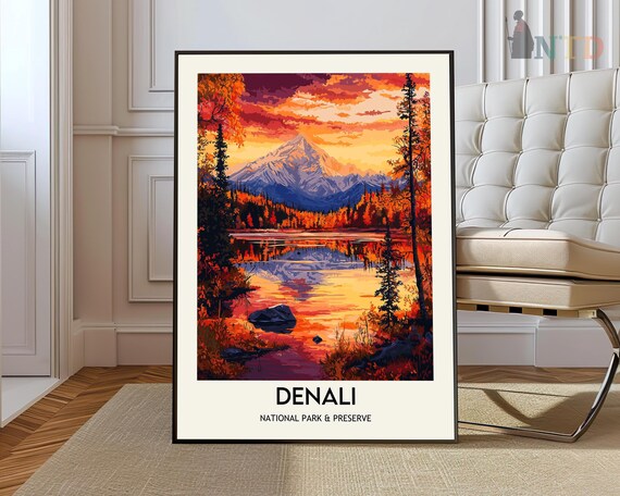 Denali National Park Autumn Lake Reflection Wilderness Poster