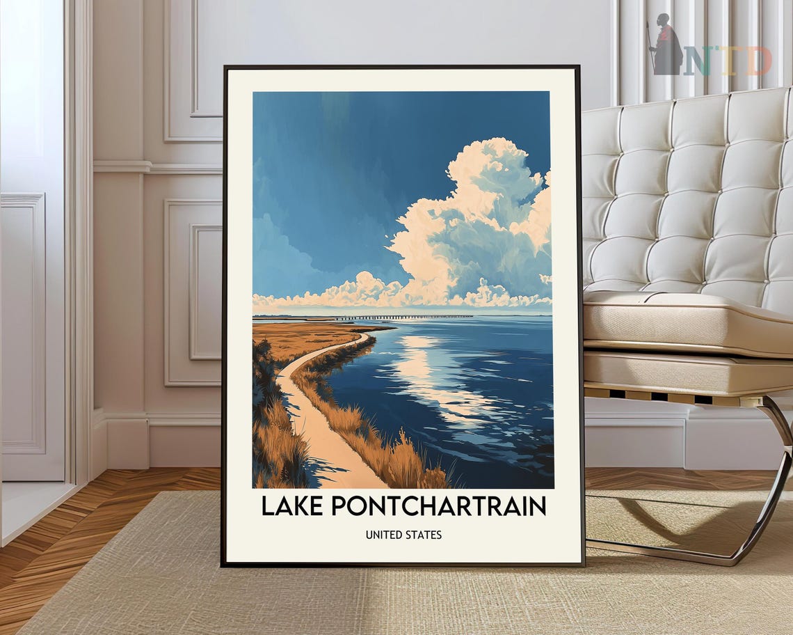 Lake Pontchartrain Calm Shores Marsh Path Serene Landscape Poster