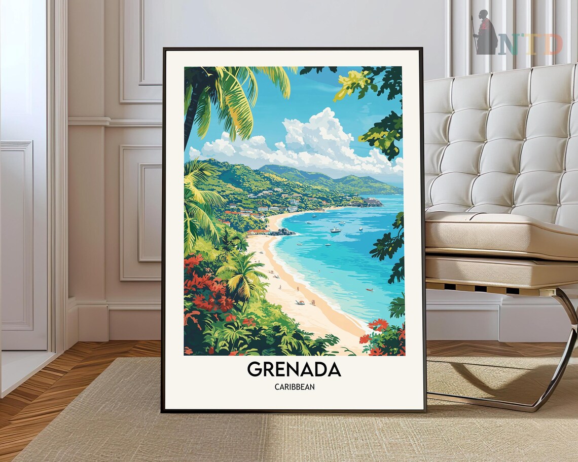 Grenada Caribbean Travel Poster, Wall Art Print