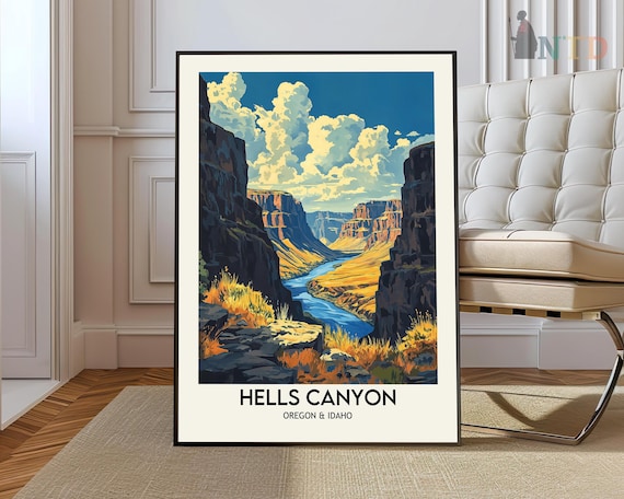 Hells Canyon Oregon Idaho Deep River Gorge View Travel Poster