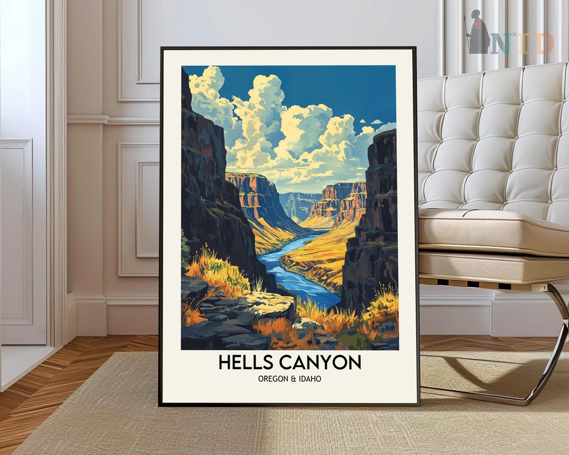 Hells Canyon Oregon Idaho Deep River Gorge View Travel Poster