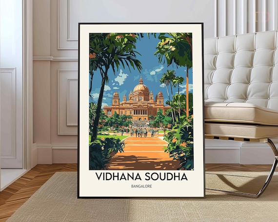 Vidhana Soudha Bangalore India Iconic Landmark Travel Poster