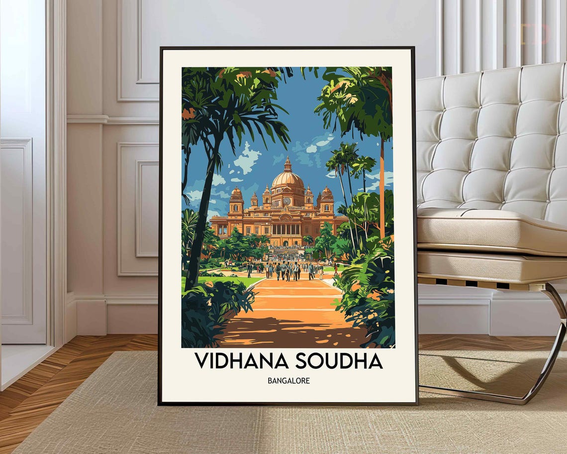 Vidhana Soudha Bangalore India Iconic Landmark Travel Poster