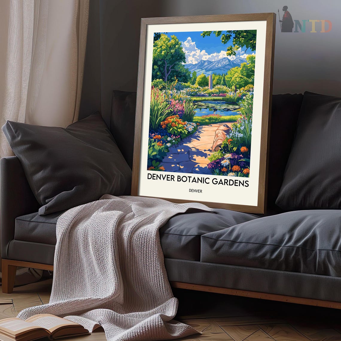 Denver Botanic Gardens Colorado Flower Pond Mountain View Poster - Image 3