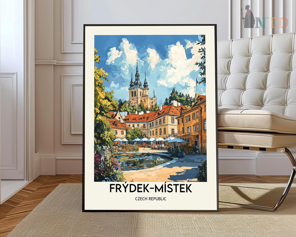 Frydek Mistek Czech Republic Old Town Square Travel Art Poster