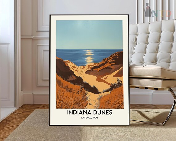 Indiana Dunes National Park Golden Dunes Lake Michigan Sunset Poster