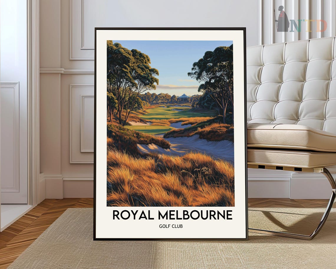 Royal Melbourne Golf Club Golden Grass Sunset Links Travel Poster