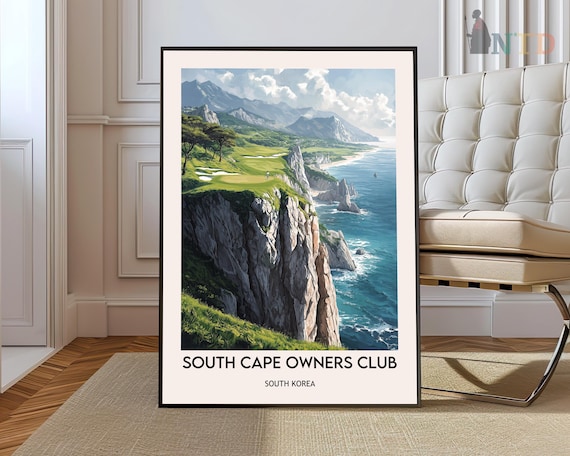 South Cape Owners Club South Korea Dramatic Cliffside Golf Poster
