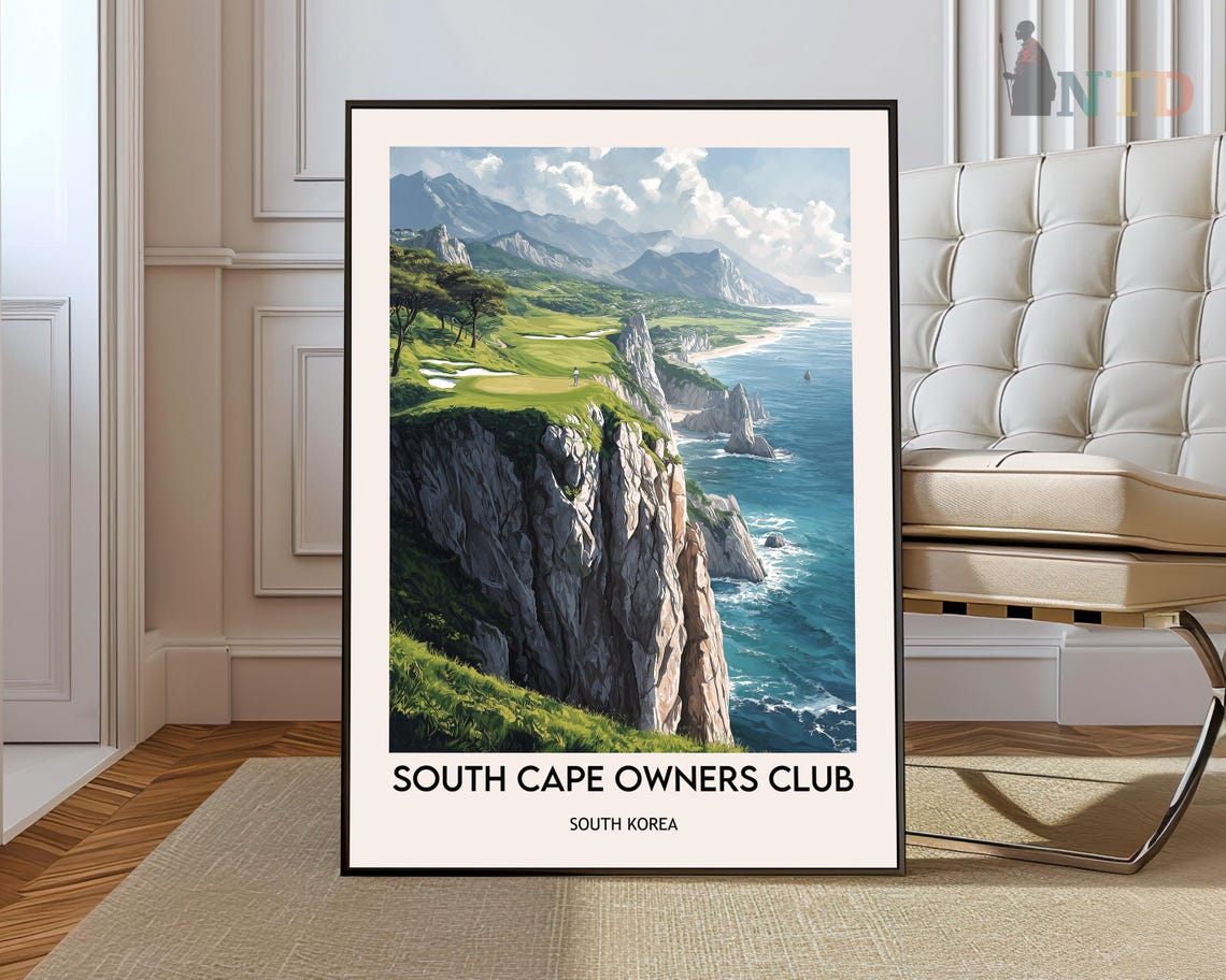 South Cape Owners Club South Korea Dramatic Cliffside Golf Poster