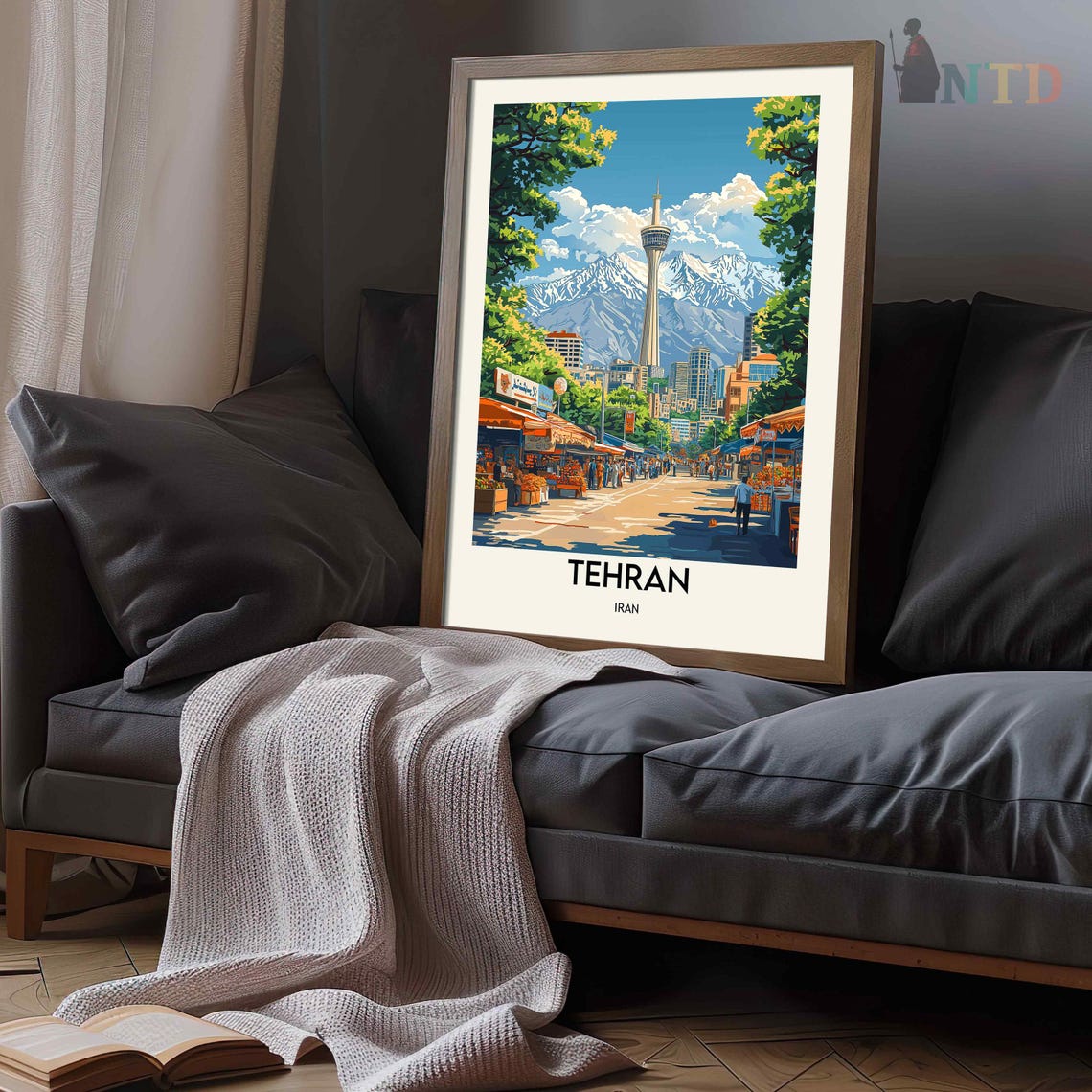Tehran Iran Grand Bazaar Milad Tower Alborz Mountains Poster - Image 3