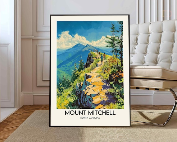 Mount Mitchell North Carolina Appalachian Trail Hiking Scene Poster
