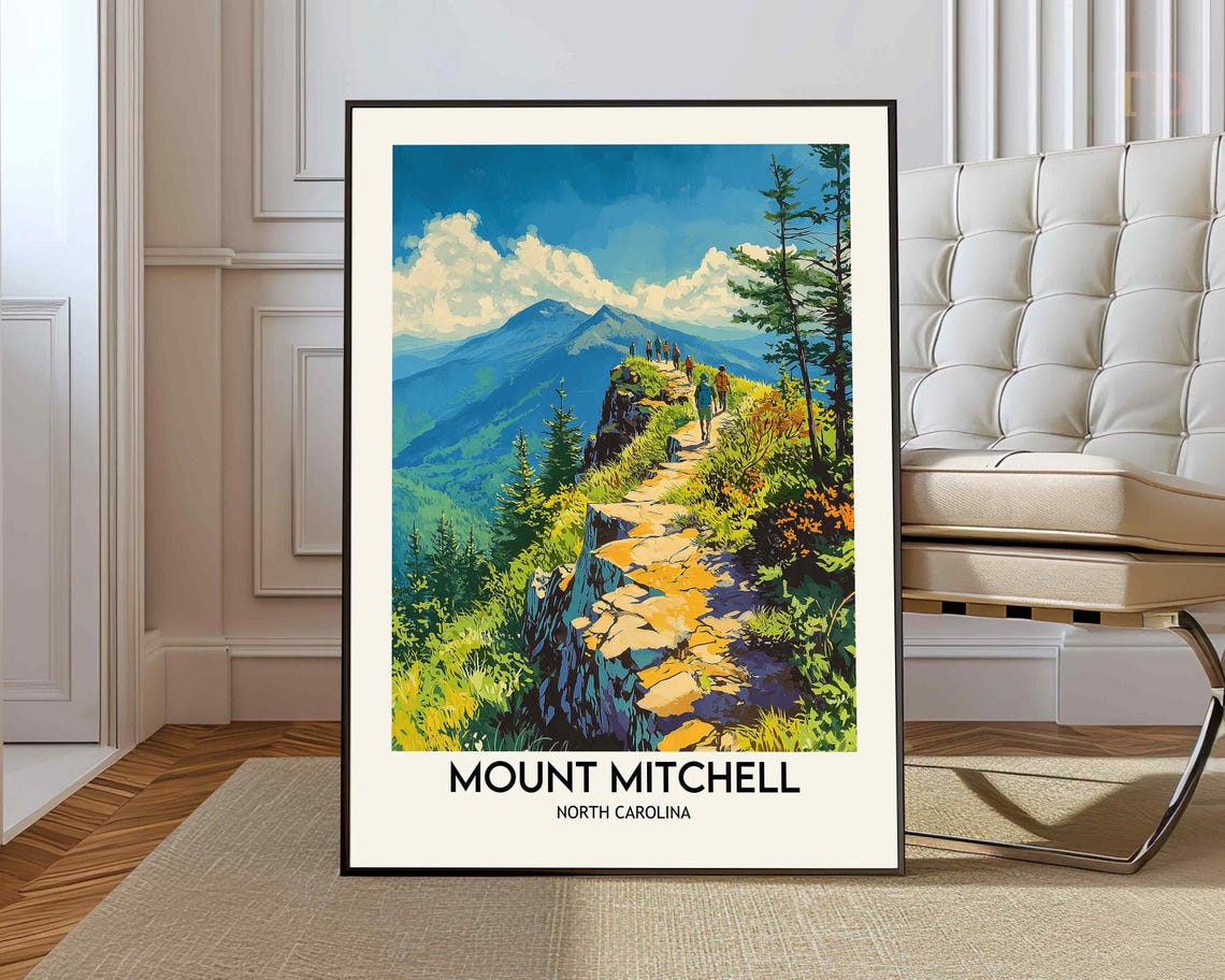 Mount Mitchell North Carolina Appalachian Trail Hiking Scene Poster