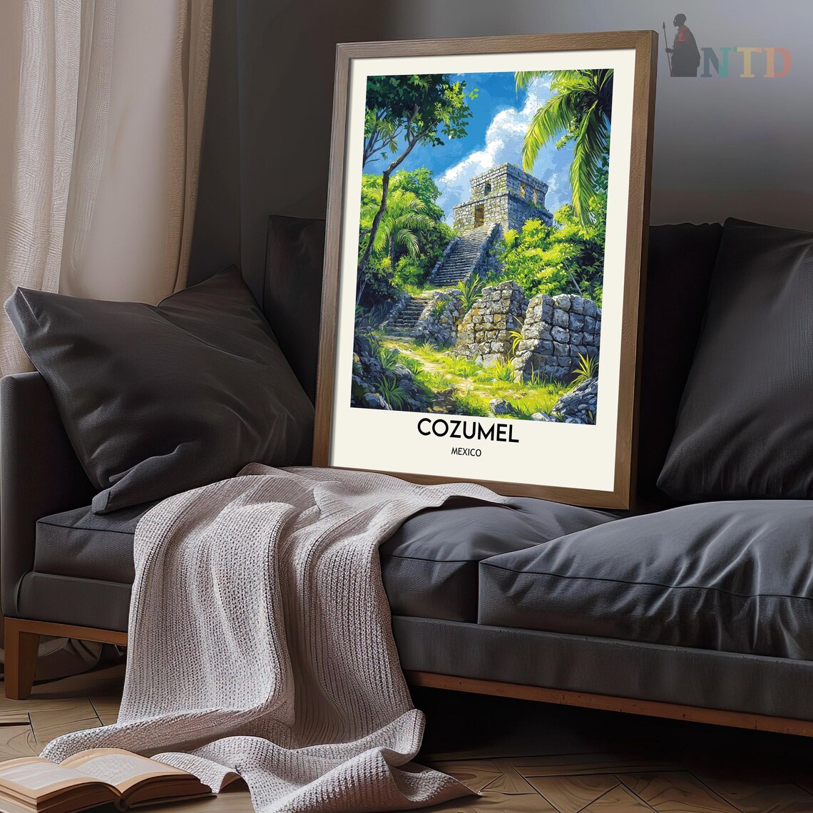 Cozumel Ancient Stone Temple Tower in the Lush Green Jungle Poster - Image 3