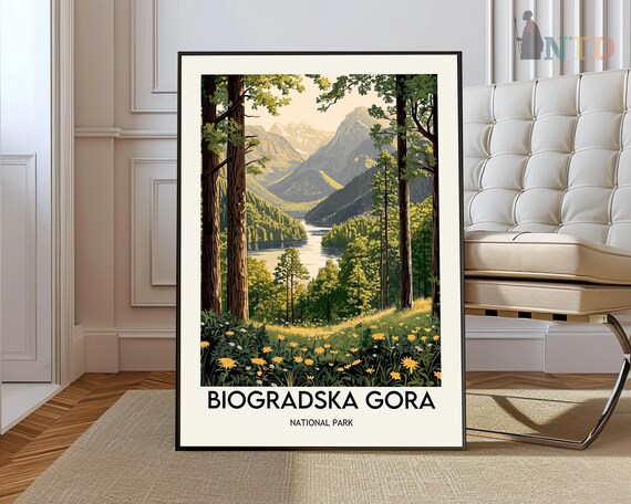 Biogradska Gora National Park Mountain Lake Forest Travel Poster