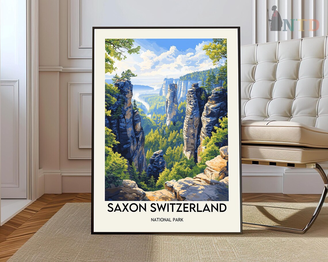 Saxon Switzerland National Park Sandstone Cliffs Travel Poster