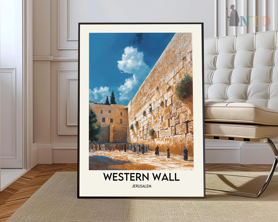 Western Wall Jerusalem Golden Stone Heritage Landmark Travel Poster