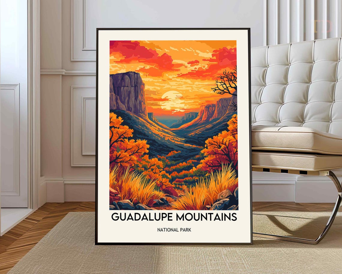Guadalupe Mountains National Park Sunset Poster Texas Canyon View