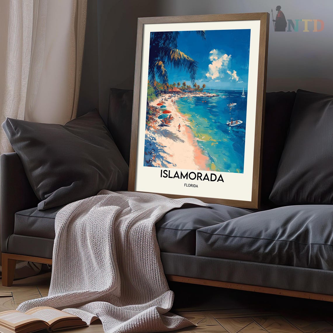 Islamorada Florida Shaded Palms On A White Sand Beach Cove Poster - Image 3