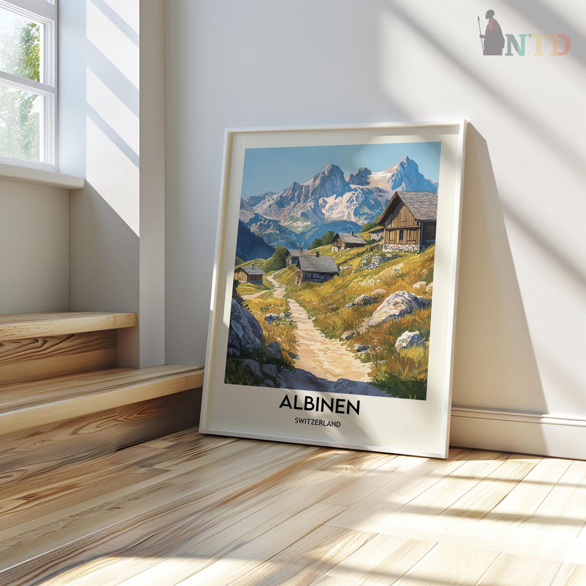 Mountain Village Path Albinen Switzerland Alpine Travel Poster - Image 2