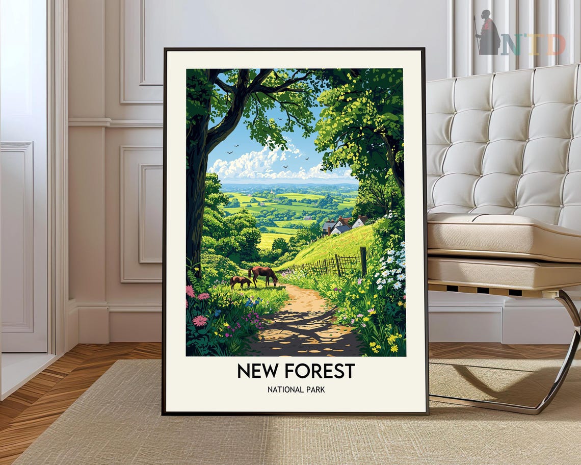 New Forest National Park England Wild Ponies Countryside Poster