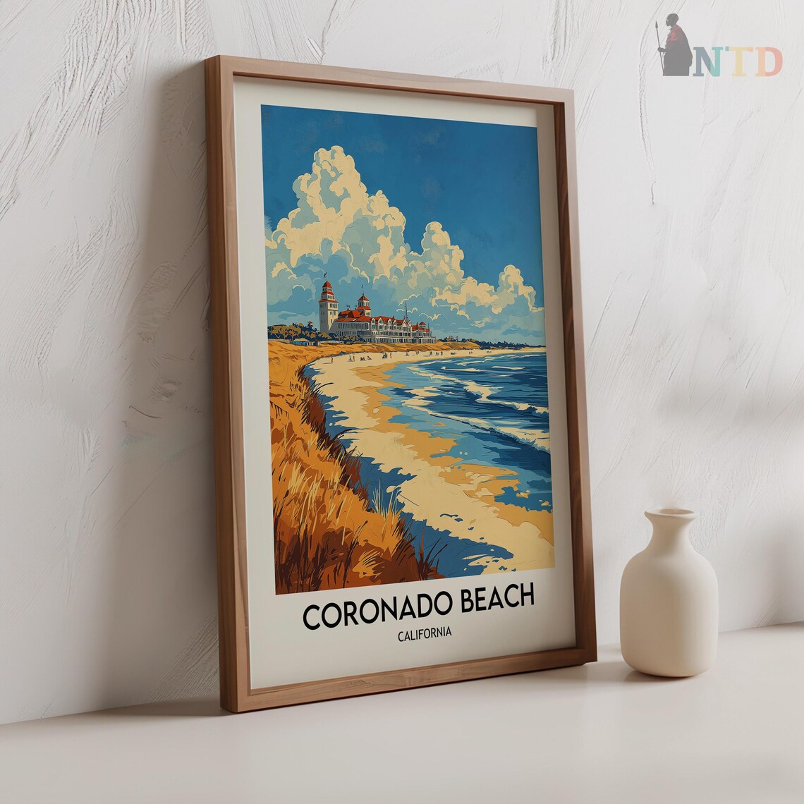 Historic Hotel on Golden Sands Coronado Beach California Travel Poster - Image 2