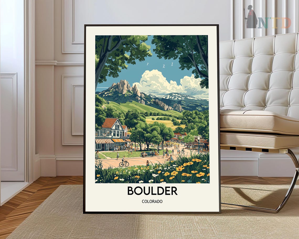 Boulder Colorado Flatirons Summer Wildflowers Main Street Poster