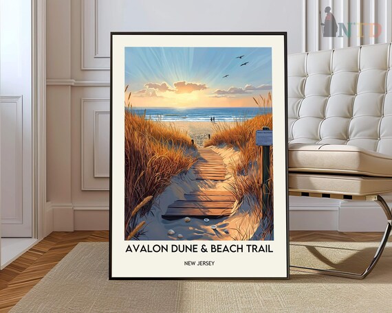 Avalon Dune Beach Trail Golden Sunset New Jersey Shore Poster