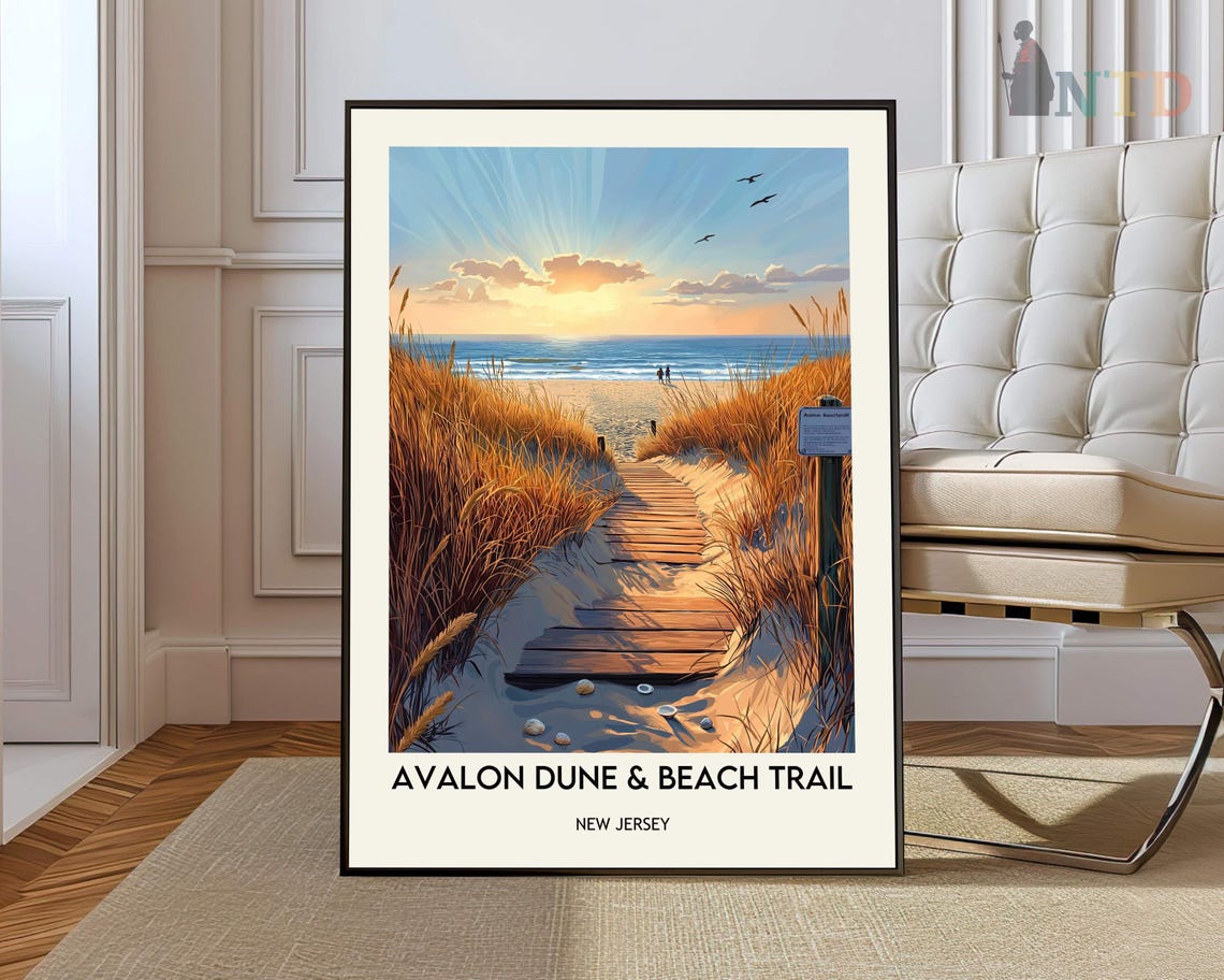 Avalon Dune Beach Trail Golden Sunset New Jersey Shore Poster